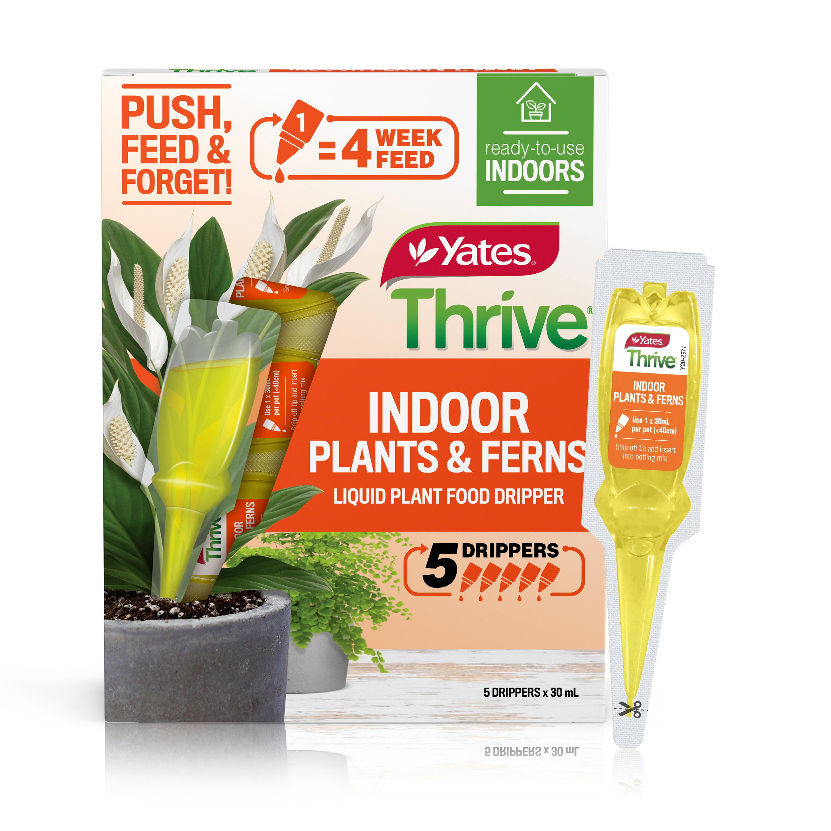 55858 Yates Thrive Indoor Plants & Ferns Liquid Plant Food Drippers 30Ml 5Pk