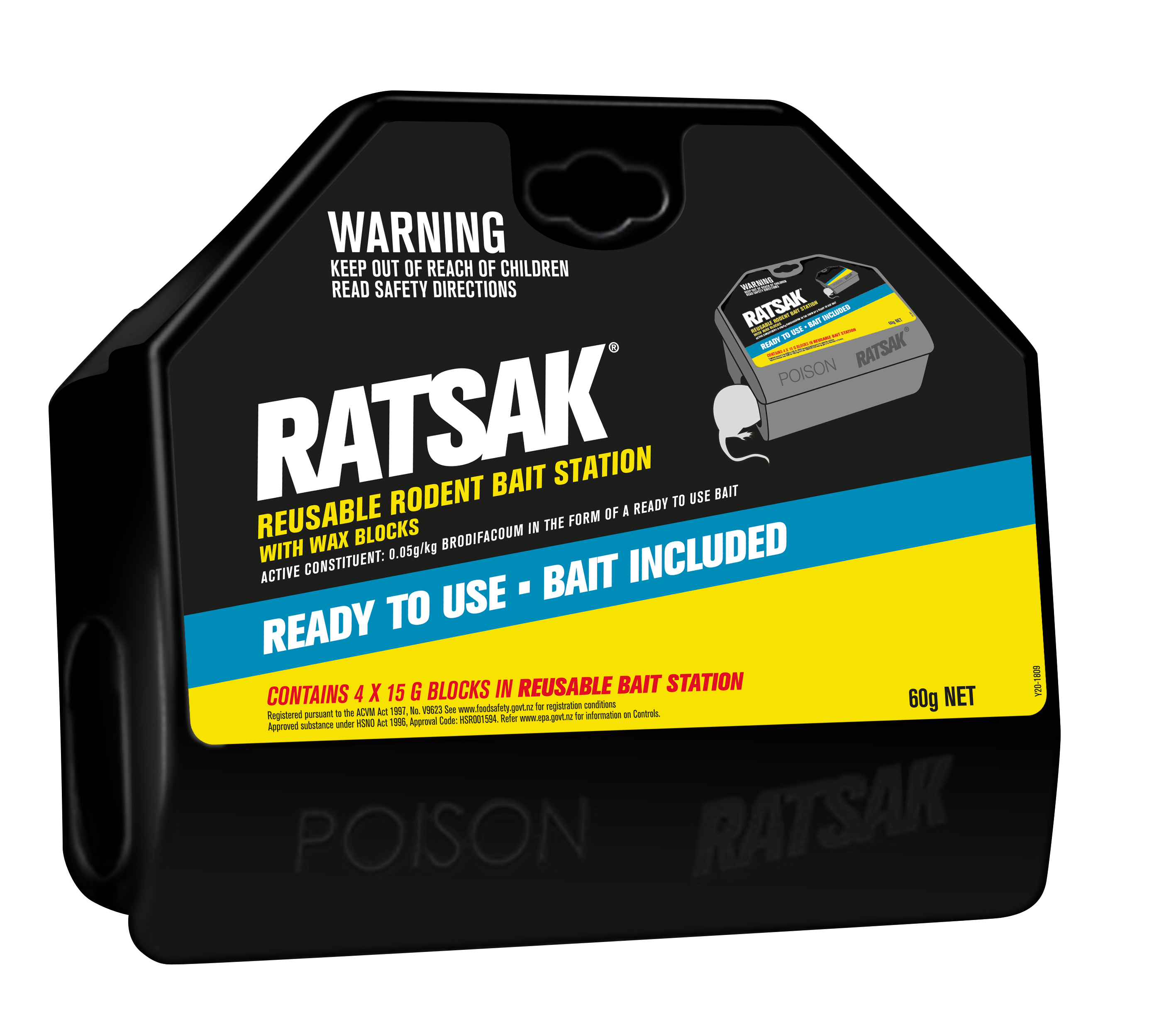 55077 Ratsak Reusable Rodent Bait Station 60G