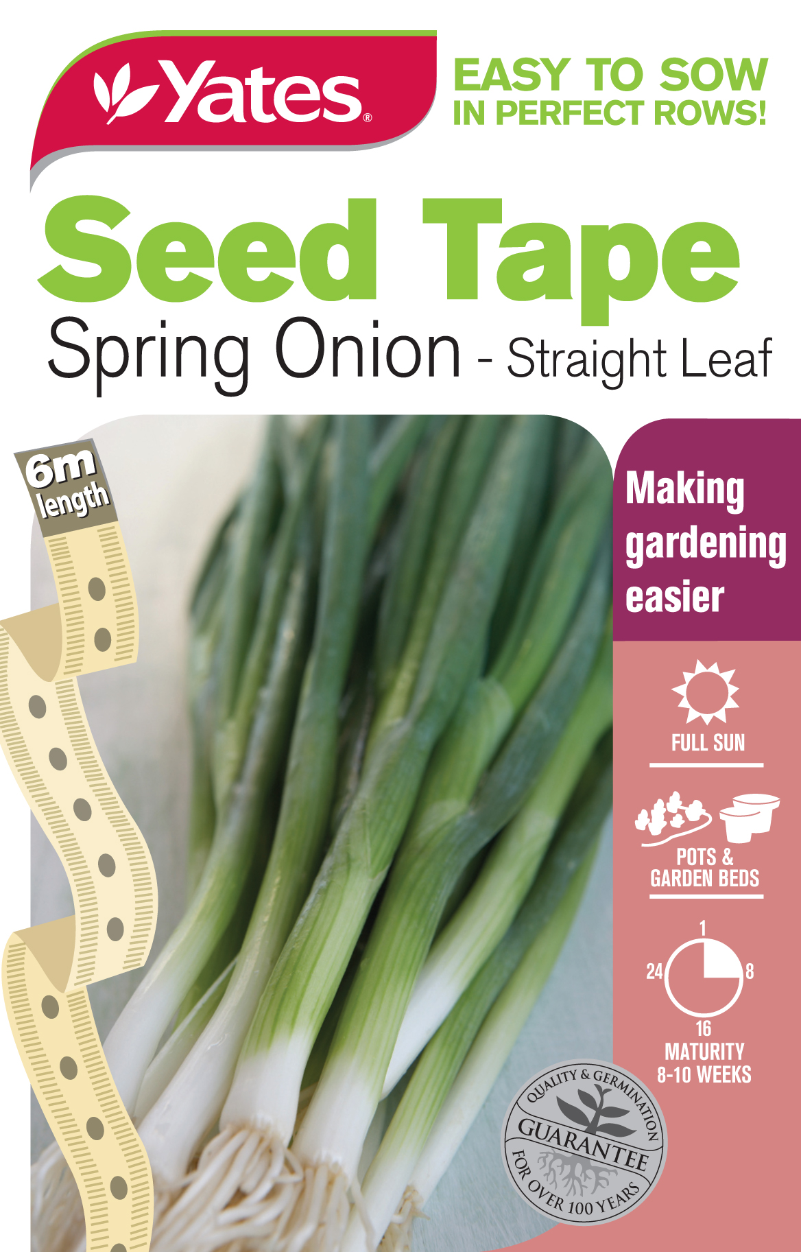 51721 Yates Vege Spring Onion Seed Tape Packet Seed